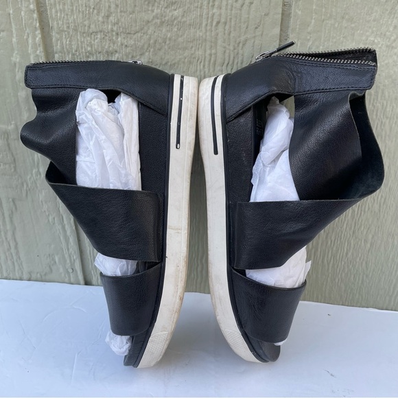 Eileen Fisher‎ Sandals Womens 9 Black Sport Tumbled Leather Wedge Heel Sneaker - Picture 8 of 16